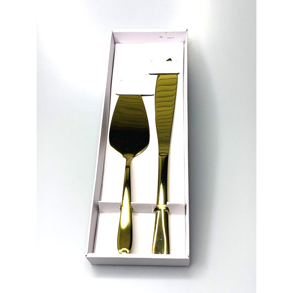 AW BRIDAL Wedding Cake Knife and Server Set Gold - Picture 2 of 6